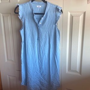 Splendid Cap Frayed SleeveButton Front Neckline Midi Denim Dress -Size Medium